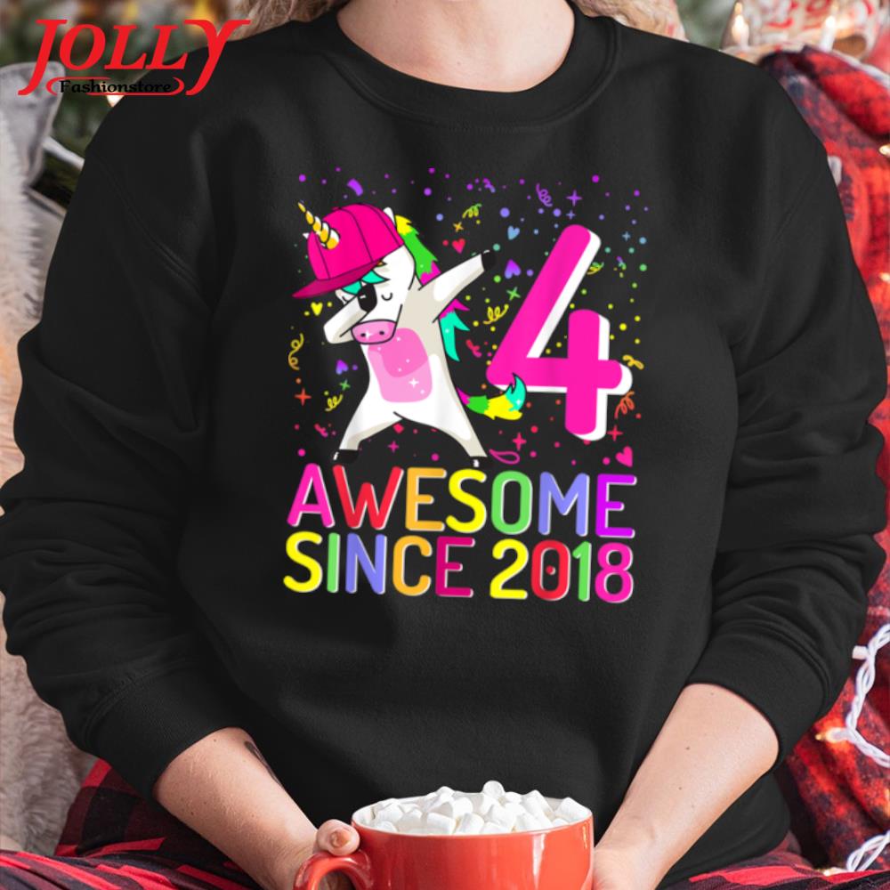 4 years old unicorn dabbing 4th birthday girl unicorn party 2022 s Sweater