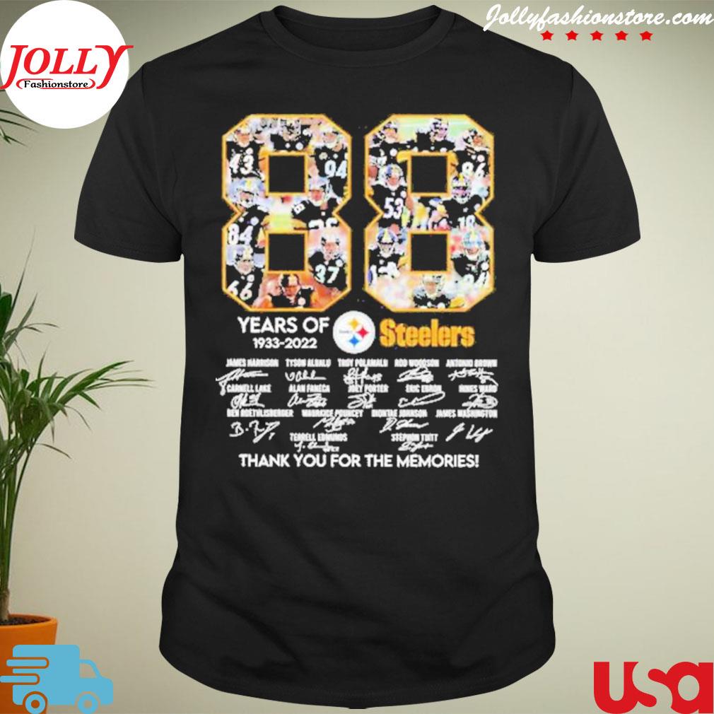 88 years of Pittsburgh Steelers 1933 2022 thank you for the memories signatures new design shirt