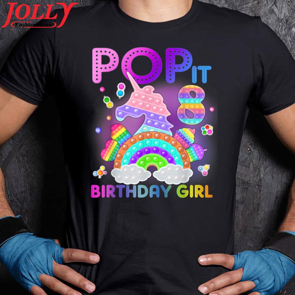 8th birthday unicorn fidget pop it birthday girl 8 year old 2022 s Women Ladies Tee Shirt