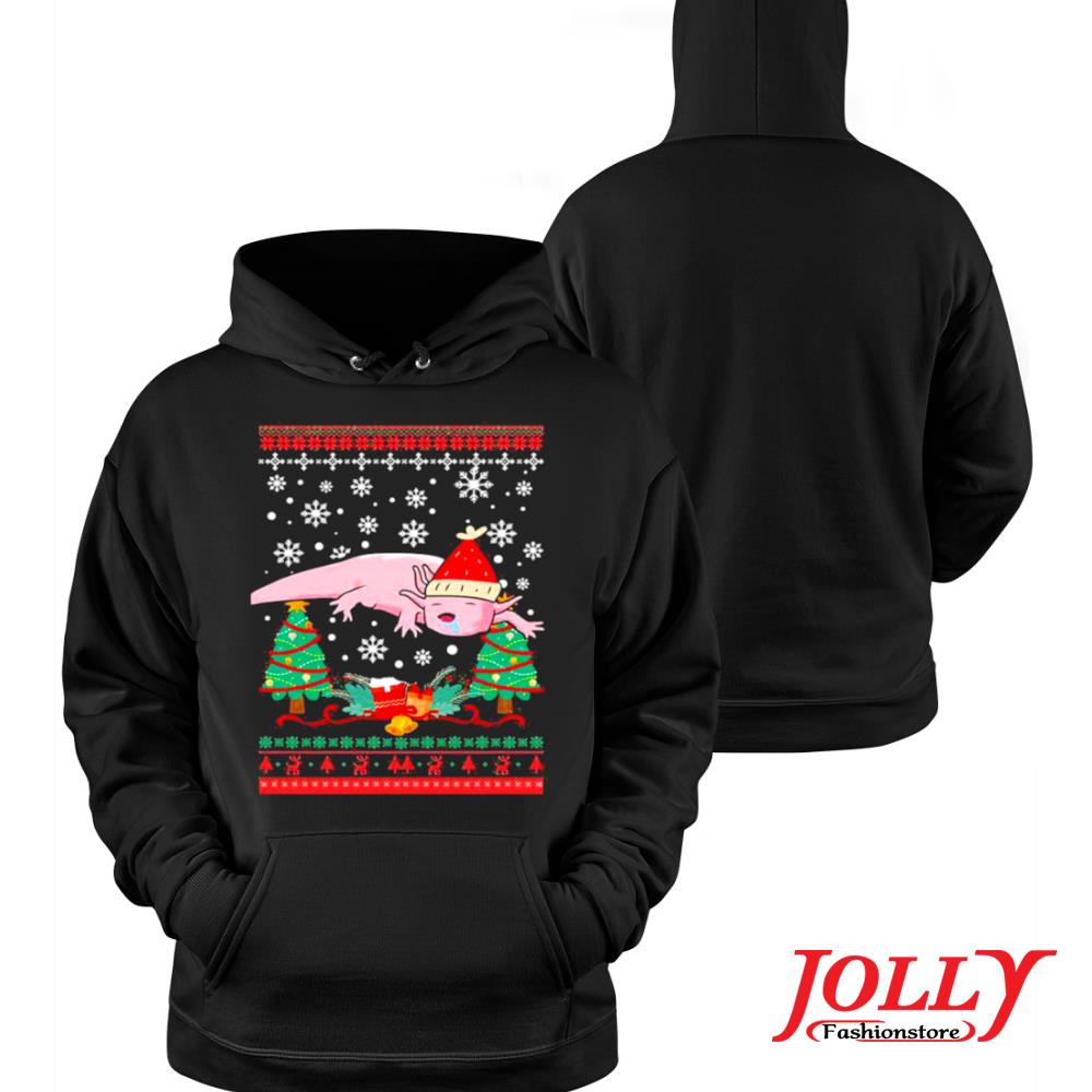 Axolotl ugly christmas gingerbread stocking holly s Hoodie