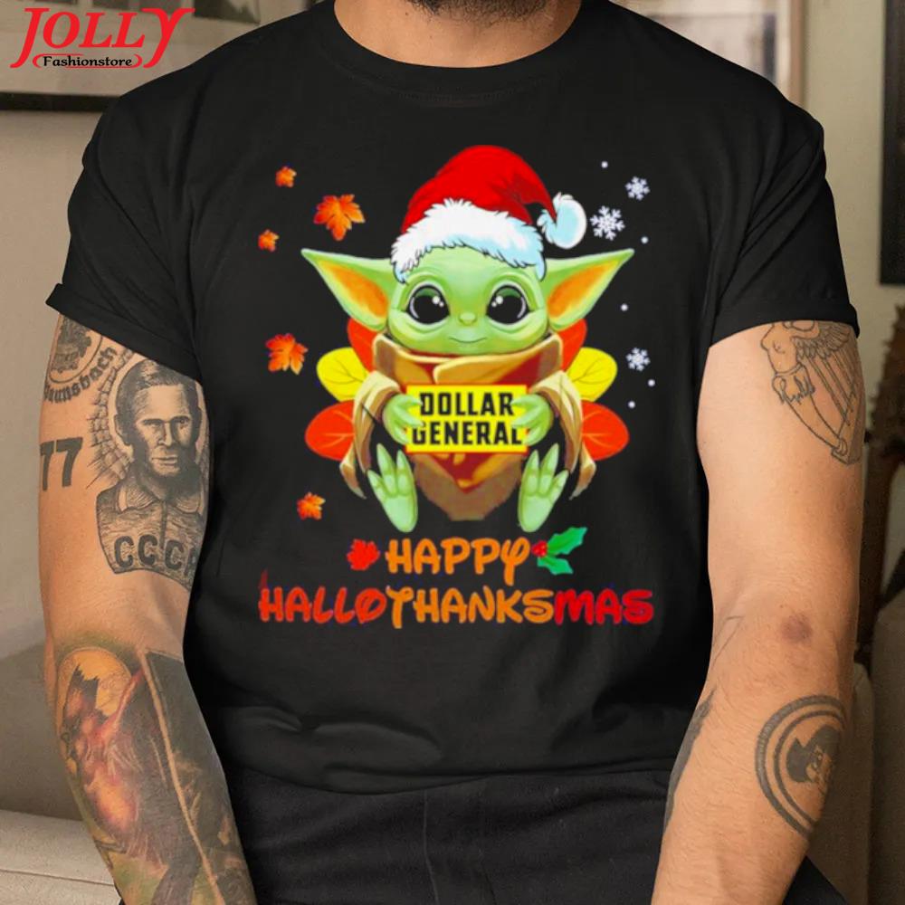 Baby Yoda hug dollar general happy halloween thank christmass 2022 shirt