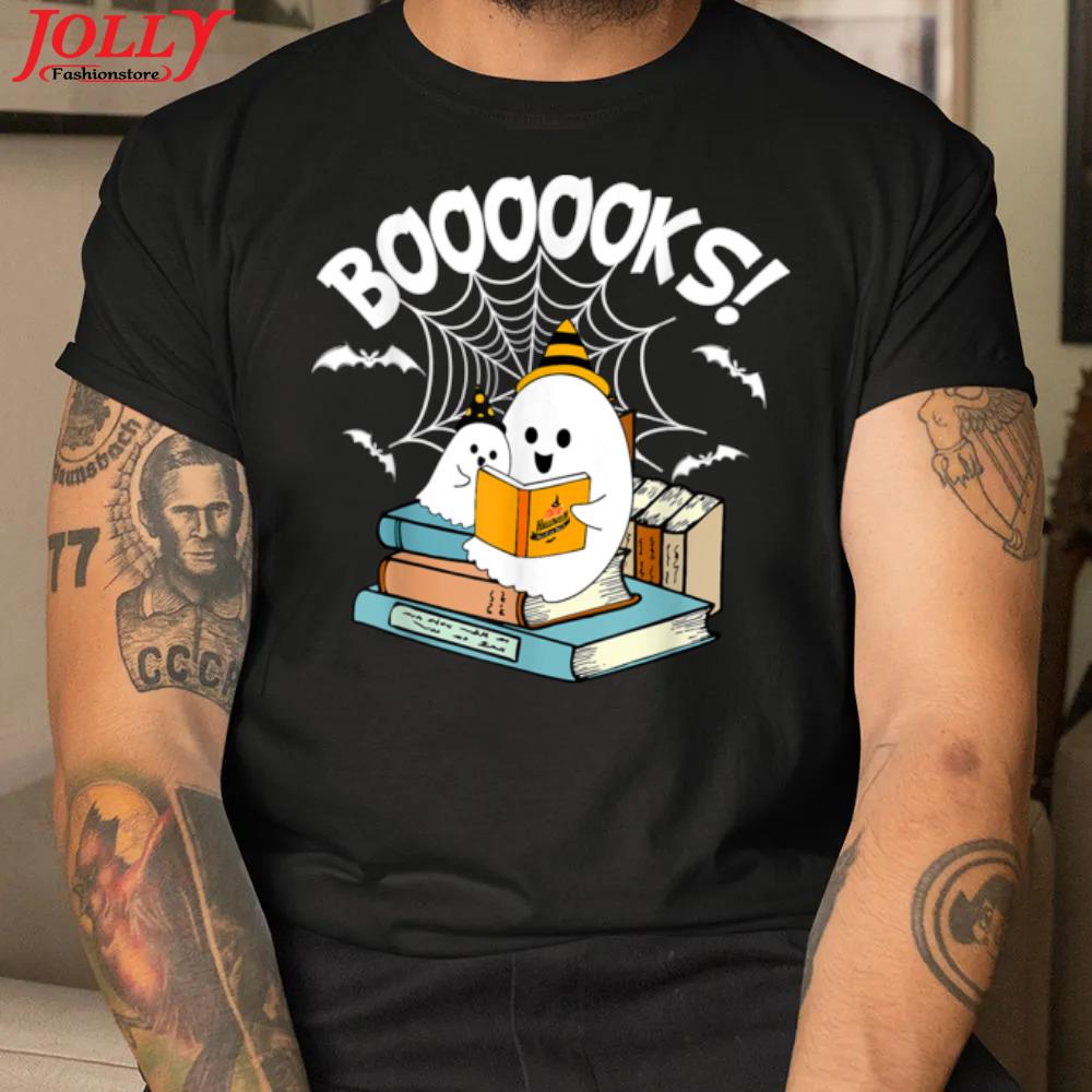 Booooks ghost read books halloween funny reading costumes official shirt