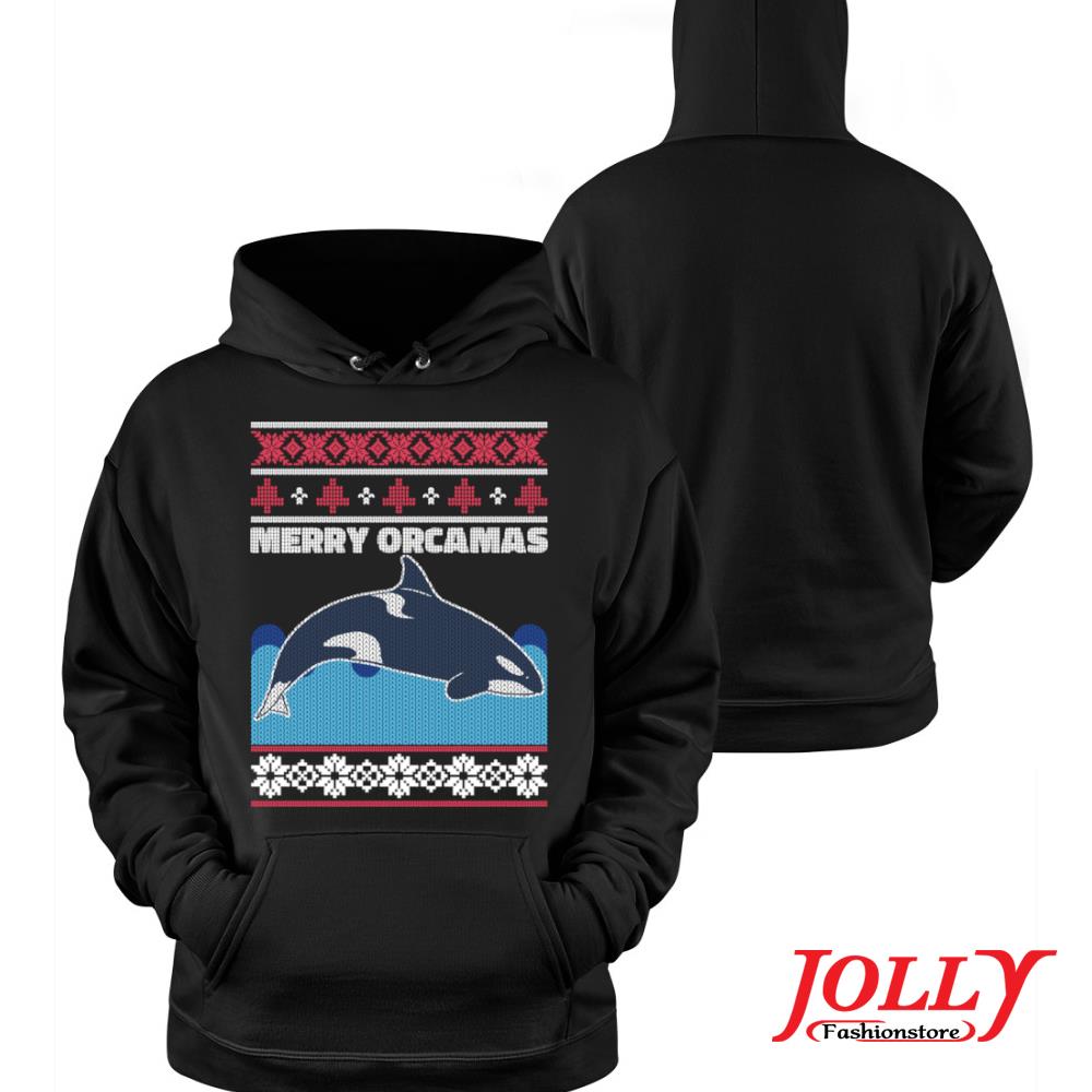 Christmas orca killer whale knit look ugly christmas pullover s Hoodie