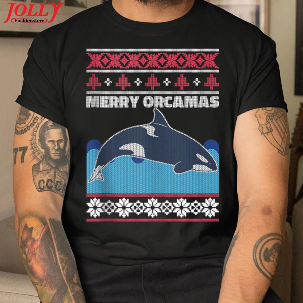 Christmas orca killer whale knit look ugly christmas tank top shirt