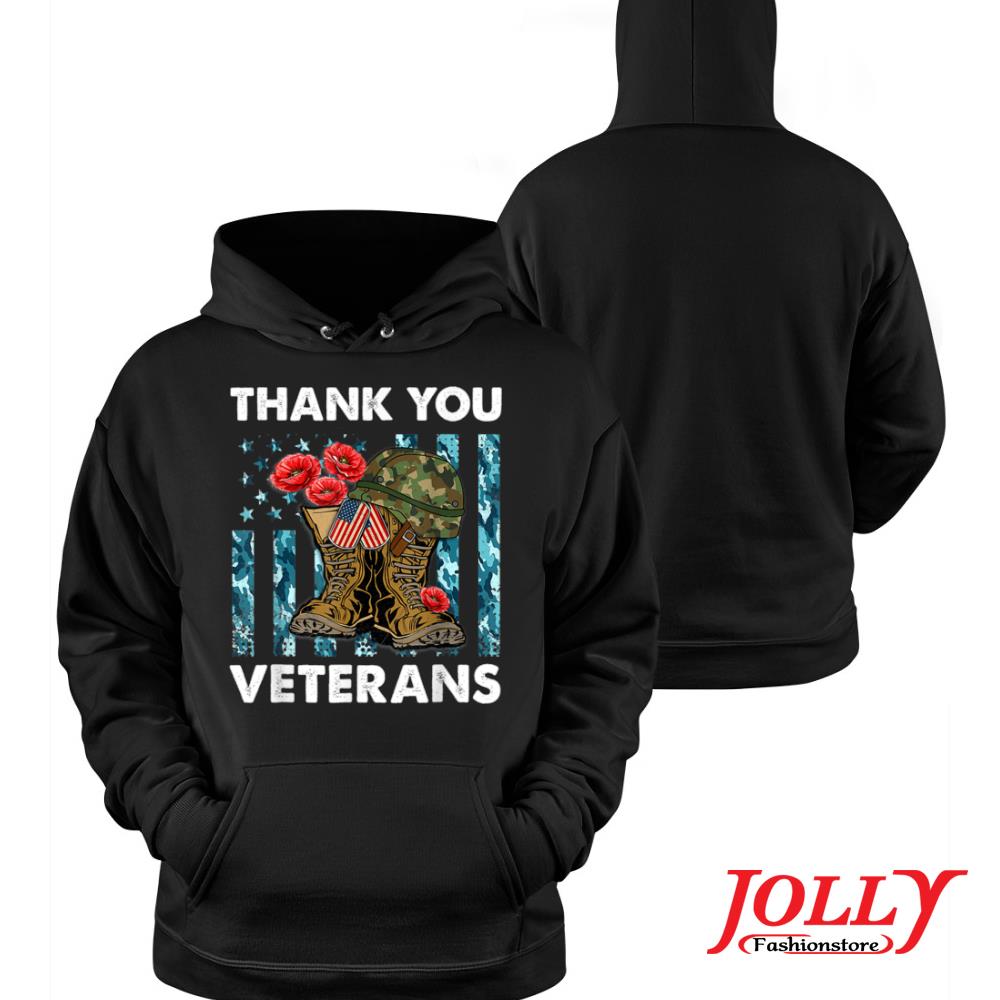 Combat boots thank you veterans poppy flower veteran day 2022 s Hoodie