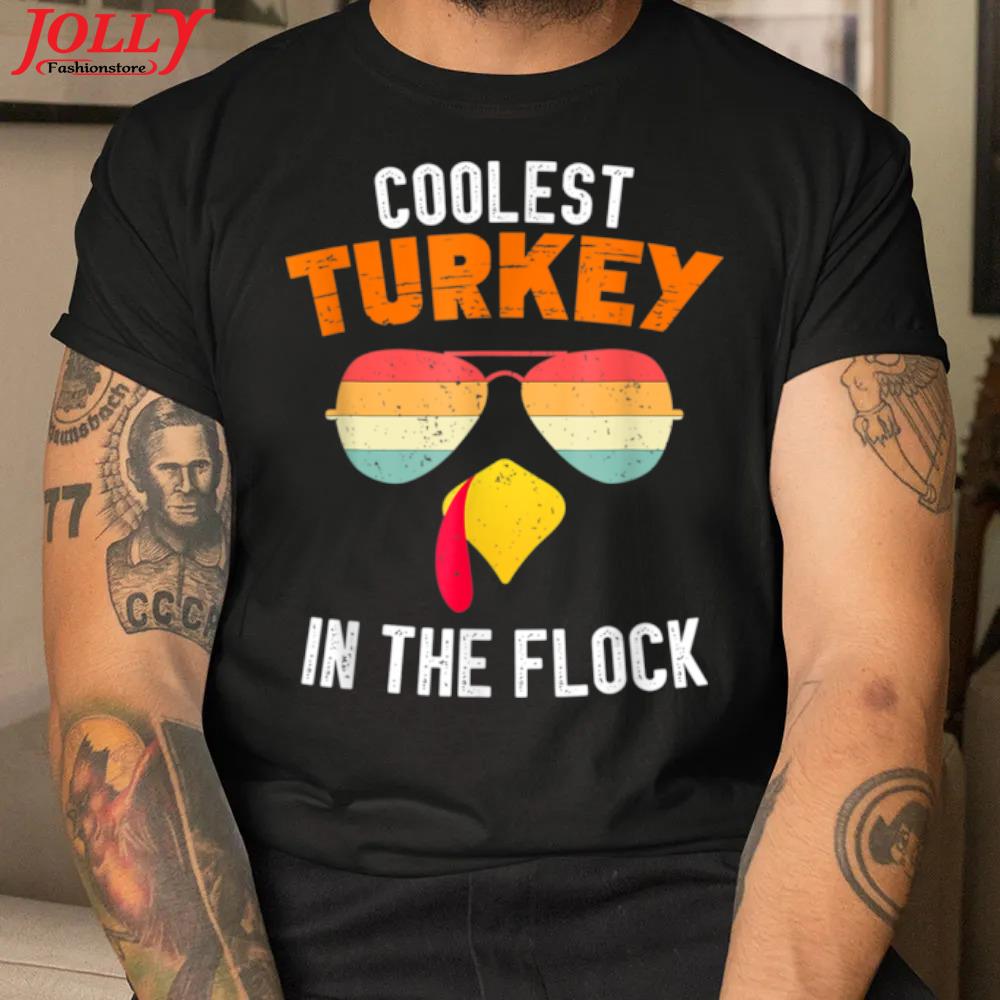 Coolest Turkey in the flock thanksgiving for boys and kids 2022 shirt