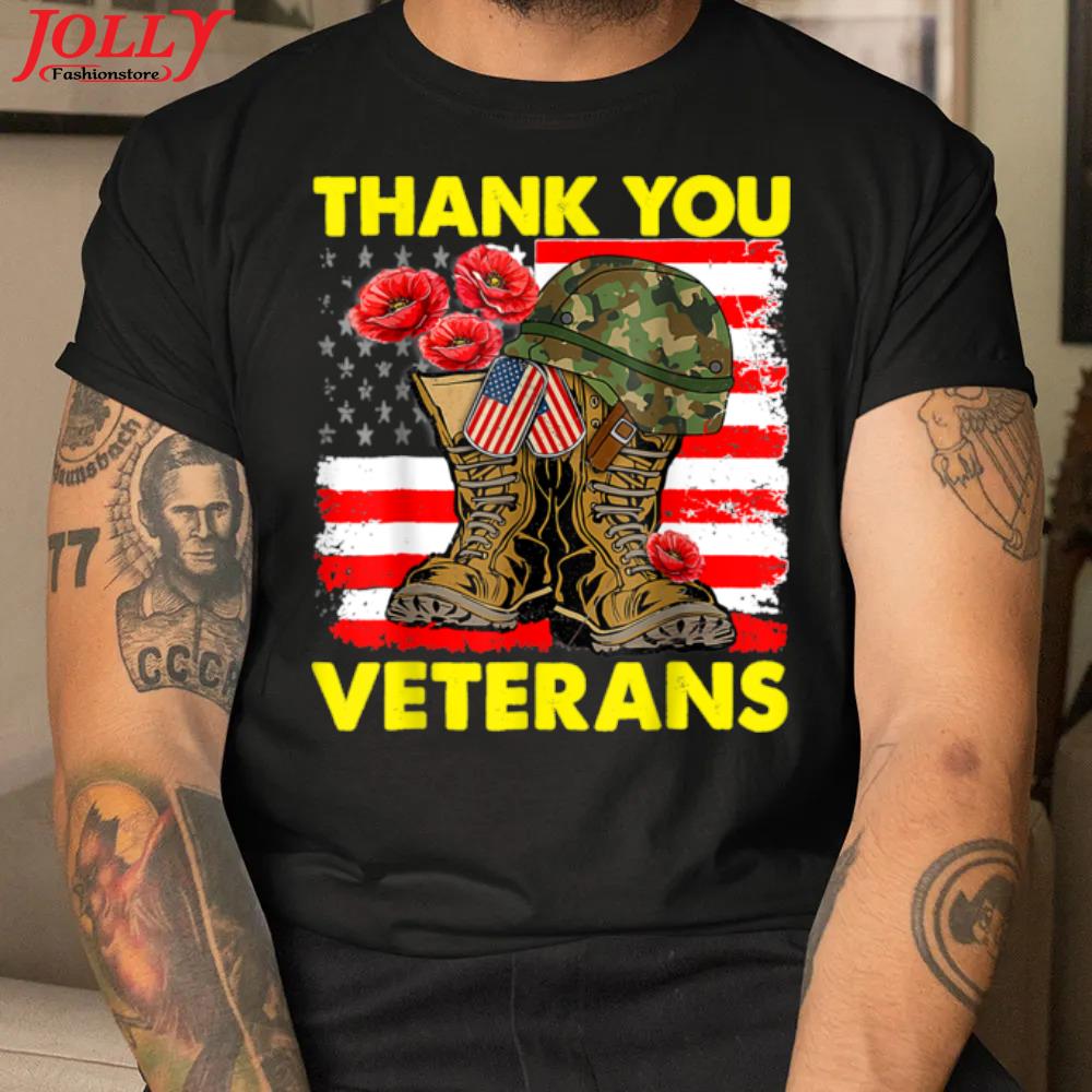 Costume thank yous veterans combat poppys flower us vintage 2022 shirt