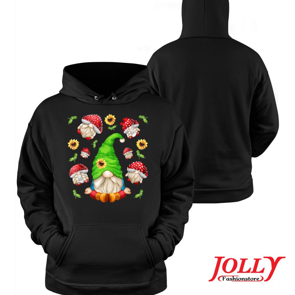 Cute toadstool design with sunflower decor funny yoga gnome s Hoodie