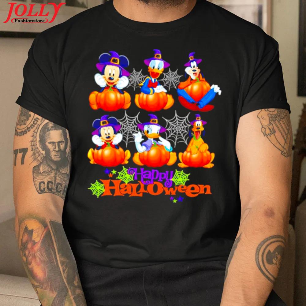 Disney family characters hug pumpkin happy halloween 2022 shirt