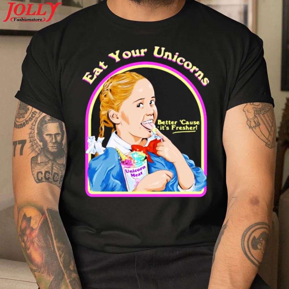 Eat your unicorns unicorn meat funny satanic ironic 2022 shirt