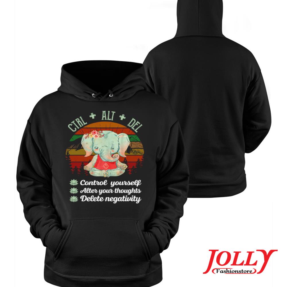 Elephant yoga ctrl alt del control yourself alter your thoughts delete negativity 2 s Hoodie