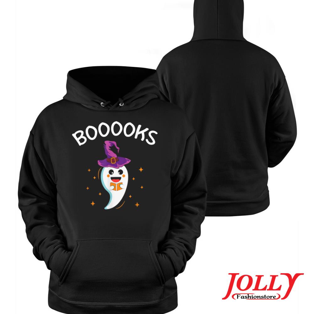 Funny teacher present for halloween cute ghost reading books official s Hoodie