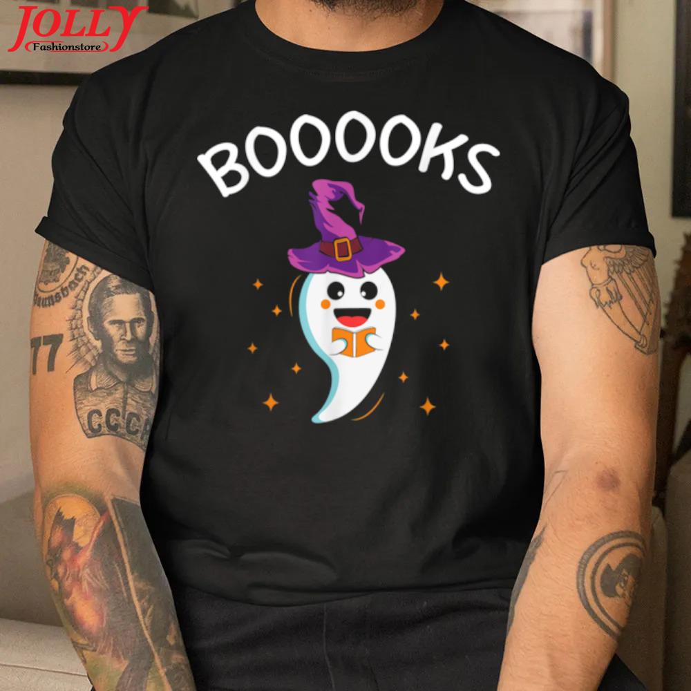 Funny teacher present for halloween cute ghost reading books official shirt