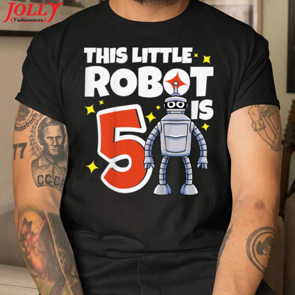 Kids 5th birthday robot science robotics boy girl 5 year old new design shirt