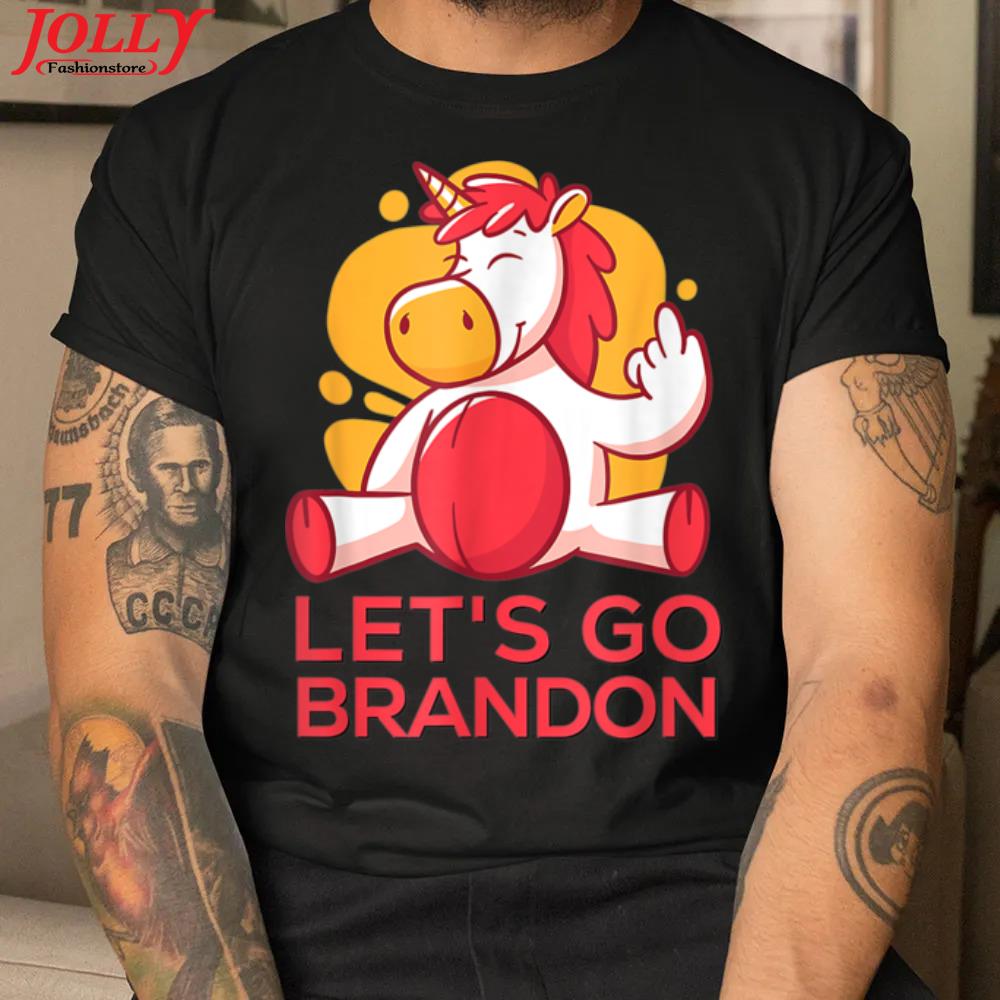 Let's go brandon with unicorn finger funny antI Joe Biden 2022 shirt