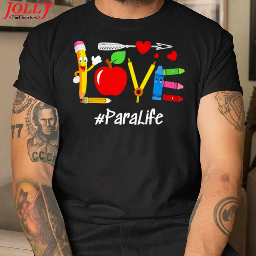 Love apple pencil teacher para life gift shirt