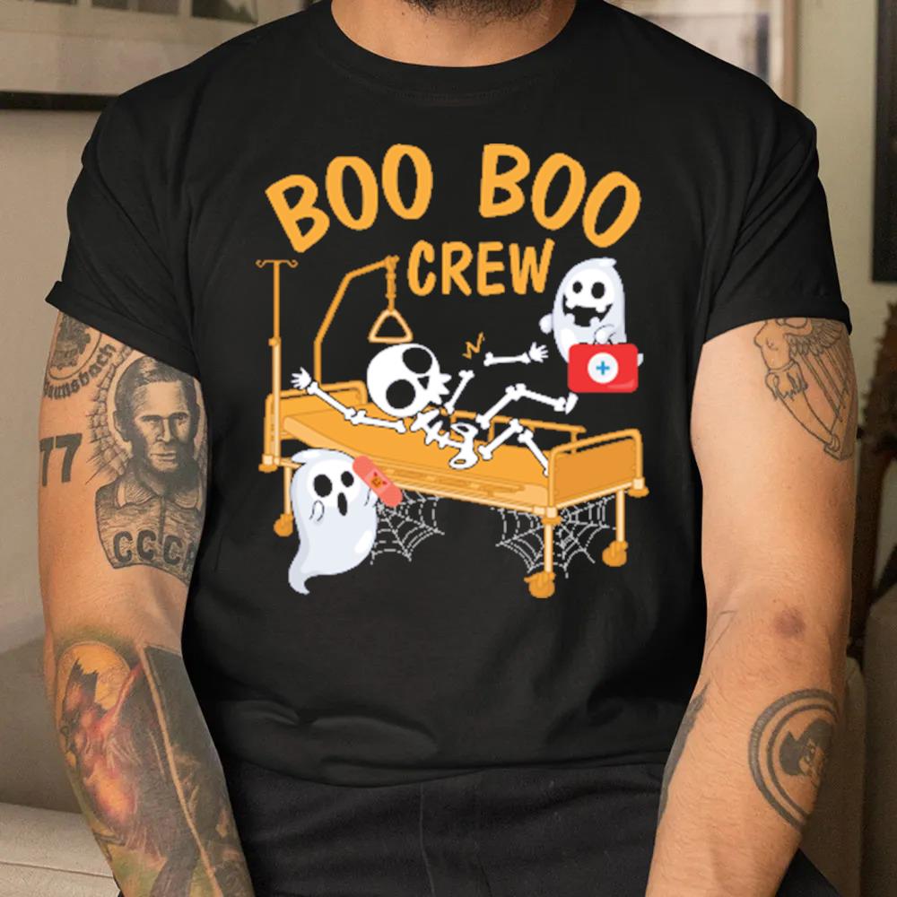 Nurse baby ghost and skeleton sleeping boo boo crew 2022 Halloween shirt