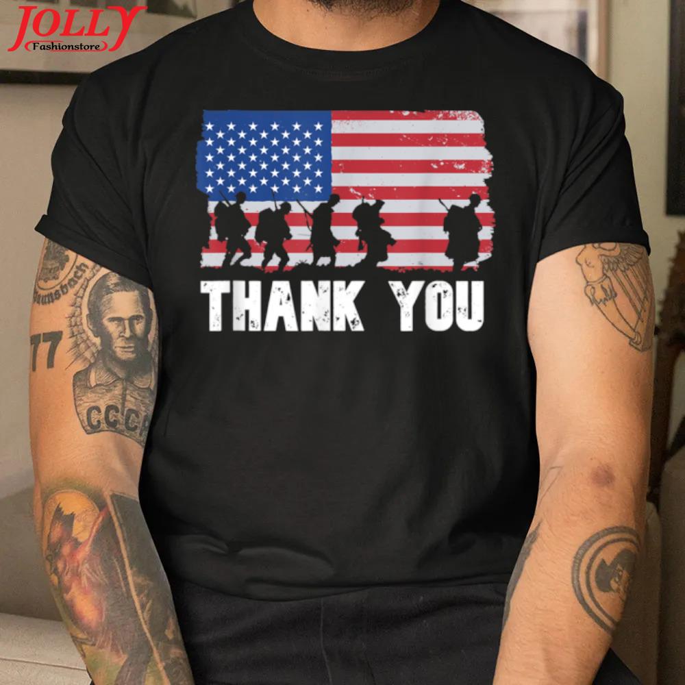 Patriotic American flag thank you veterans day for men women 2022 shirt