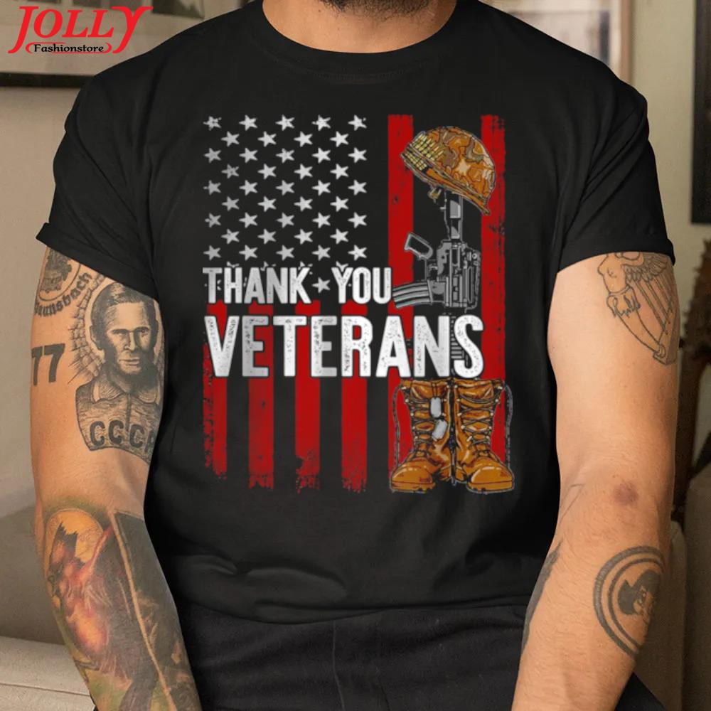 Patriotic thank you American flag veterans proud veteran 2022 shirt