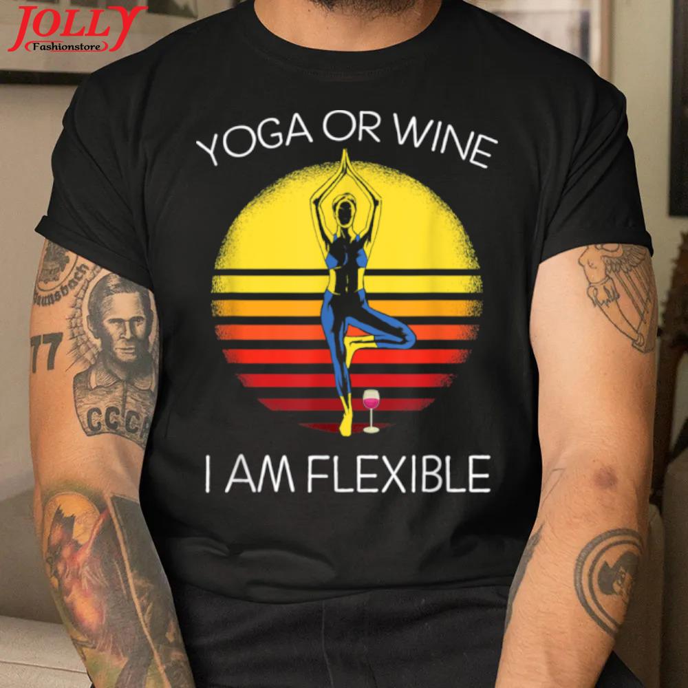 Retro tree pose woman yoga or wine qoute shirt
