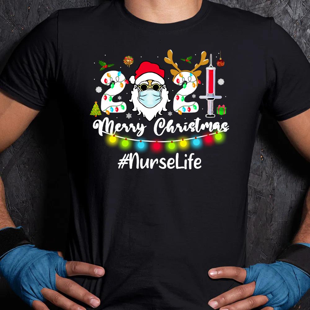 Santa claus 2022 merry nurse life Ugly Christmas sweater Unisex Shirt