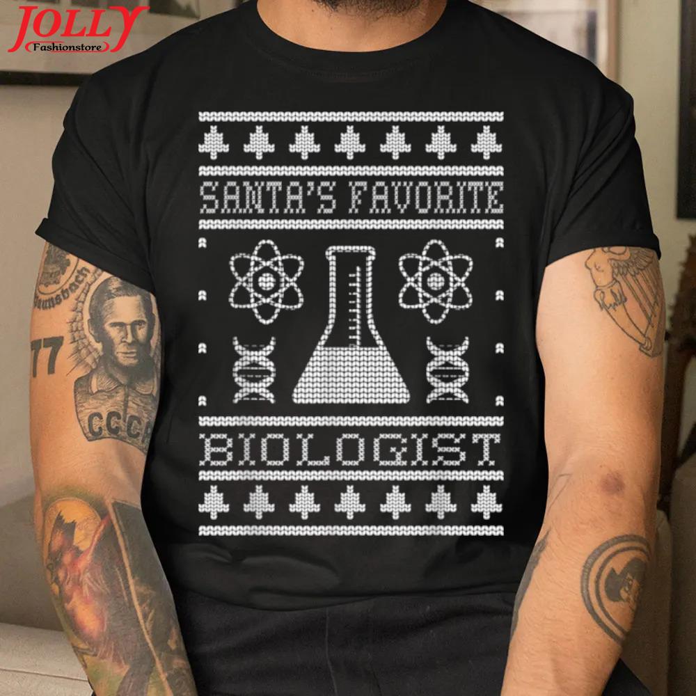 Santa's favorite biologist christmas biology science lover new design shirt