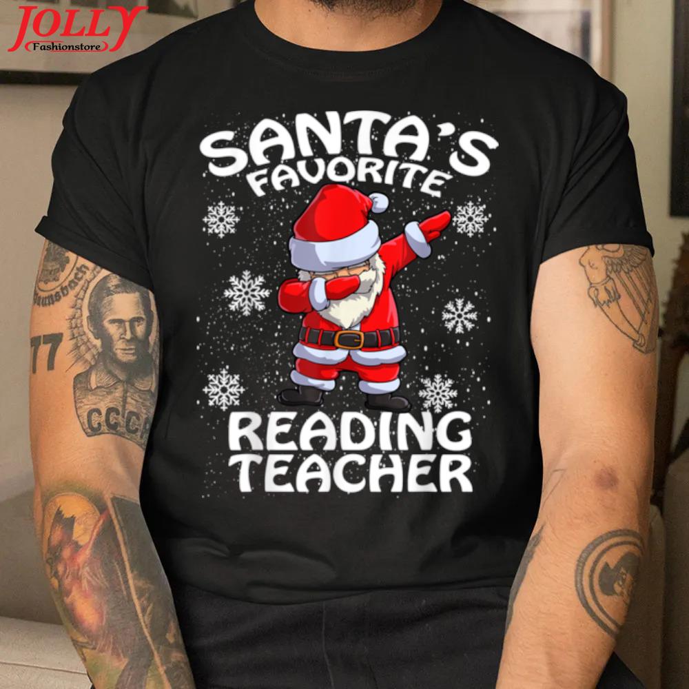Santa's favorite reading teacher christmas gift shirt