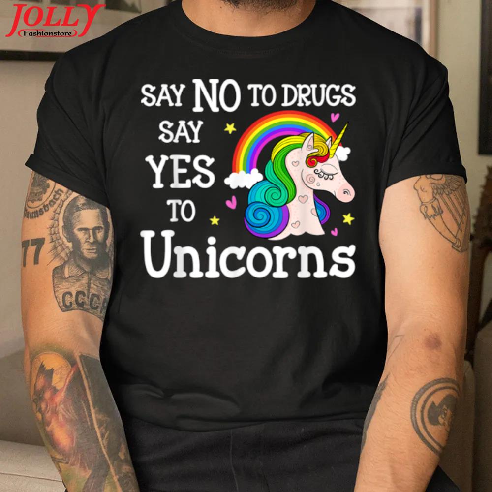 Say no say yes to unicorns awareness red ribbon week unicorn 2022 shirt