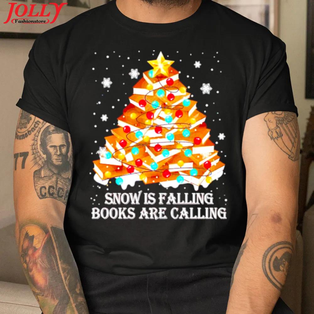Snow is falling books are calling christmas official shirt