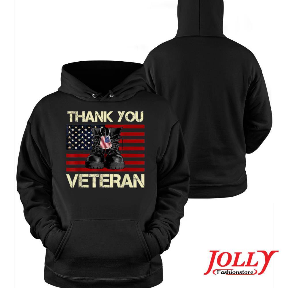 Thank you veterans combat boots American flag veteran day 2022 s Hoodie