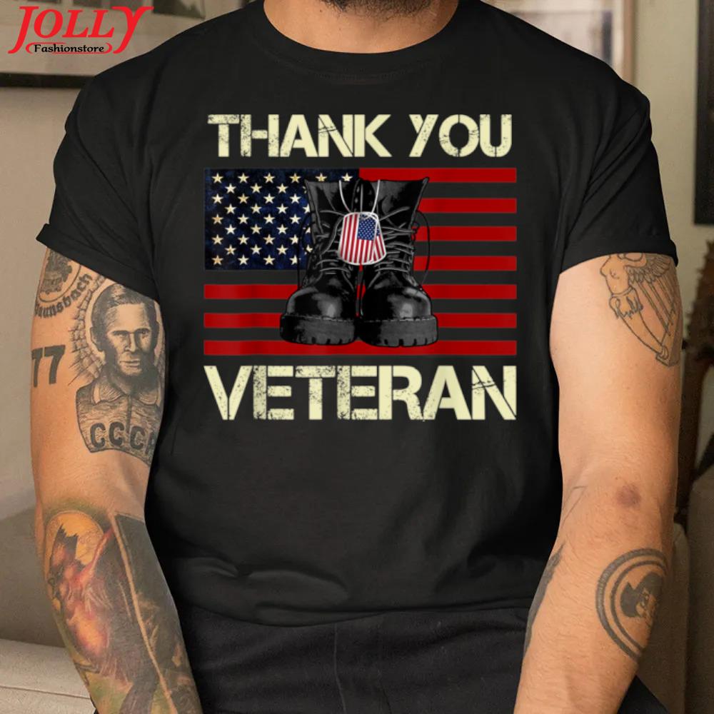 Thank you veterans combat boots American flag veteran day 2022 shirt