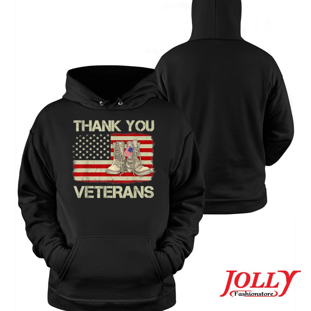 Thank you veterans combat boots veteran day American flag 2022 s Hoodie