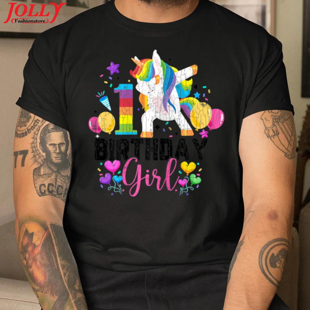 Unicorn dabbing 1st birthday funny girl birthdays graphic 2022 shirt
