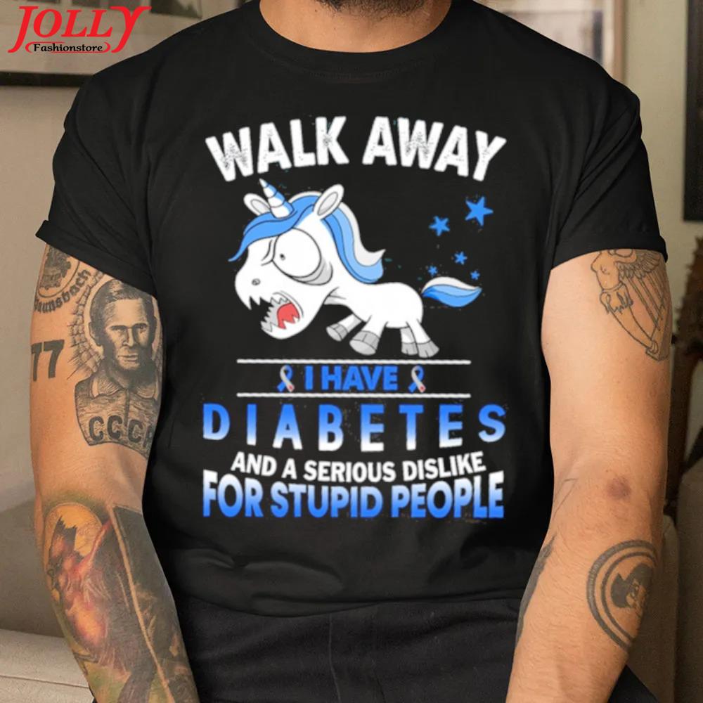 Unicorn walk away I have breast cancer awareness and a serious dislike for stupid people 2022 shirt