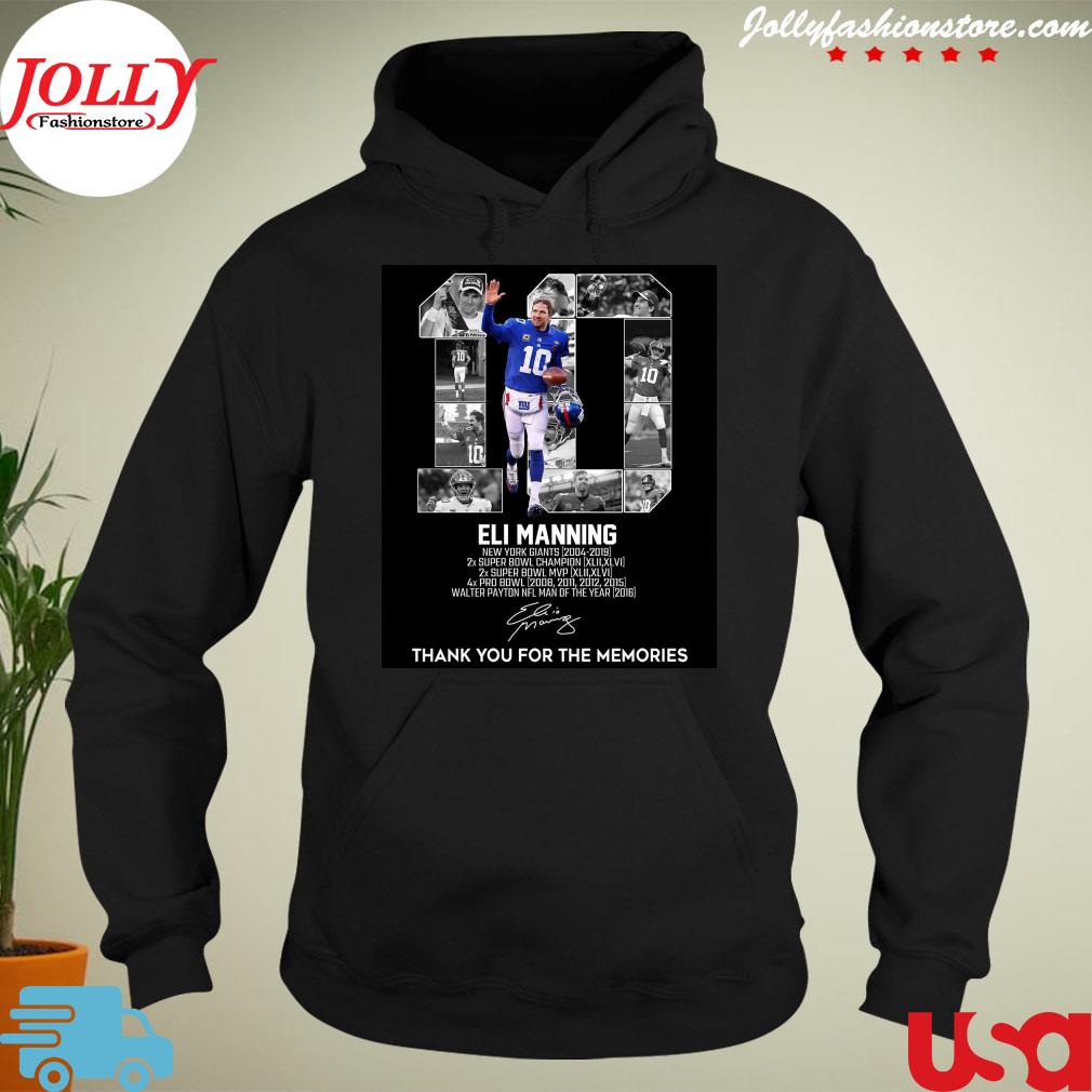 10 elI manning new york giants thank you for the memories signature s hoodie-black