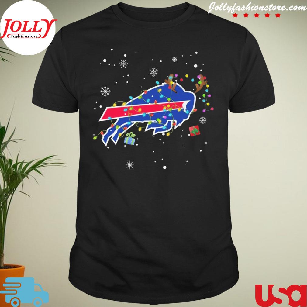 Buffalo Bills lights Christmas gift merry Christmas logo T-shirt