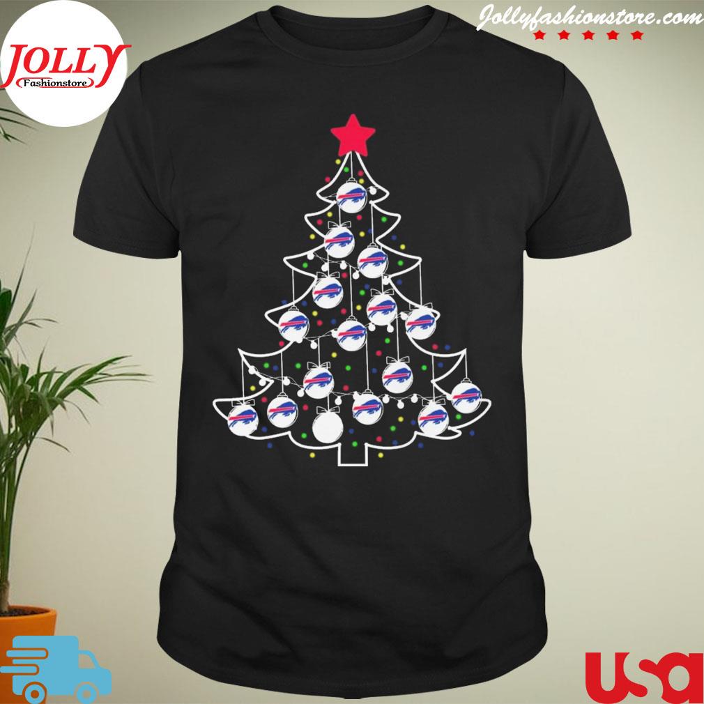 Christmas tree Buffalo Bills lights merry Christmas logo T-shirt