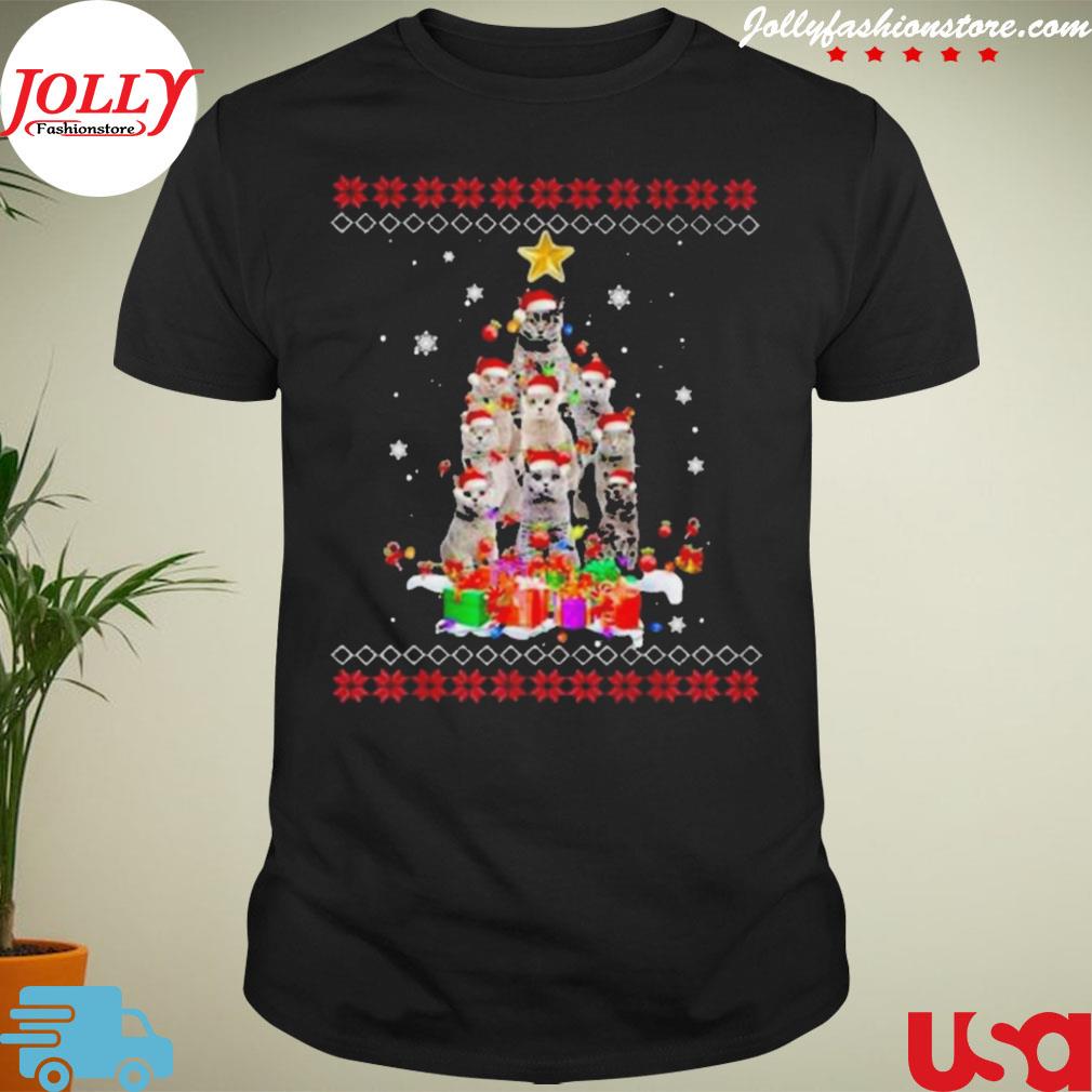 Cat british shorthair Christmas tree holiday cat lovers ugly xmas T-shirt