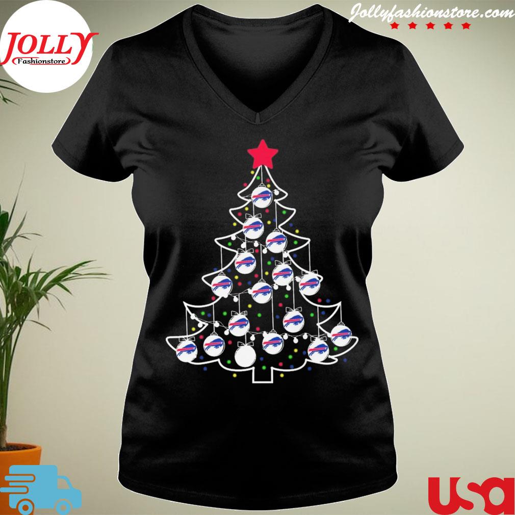 Christmas tree Buffalo Bills lights merry Christmas logo T-s Ladies Tee