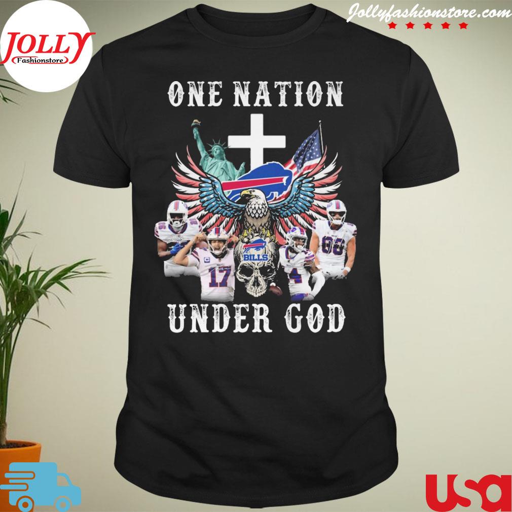 Eagles holding skull Buffalo Bills one nation under god signatures T-shirt