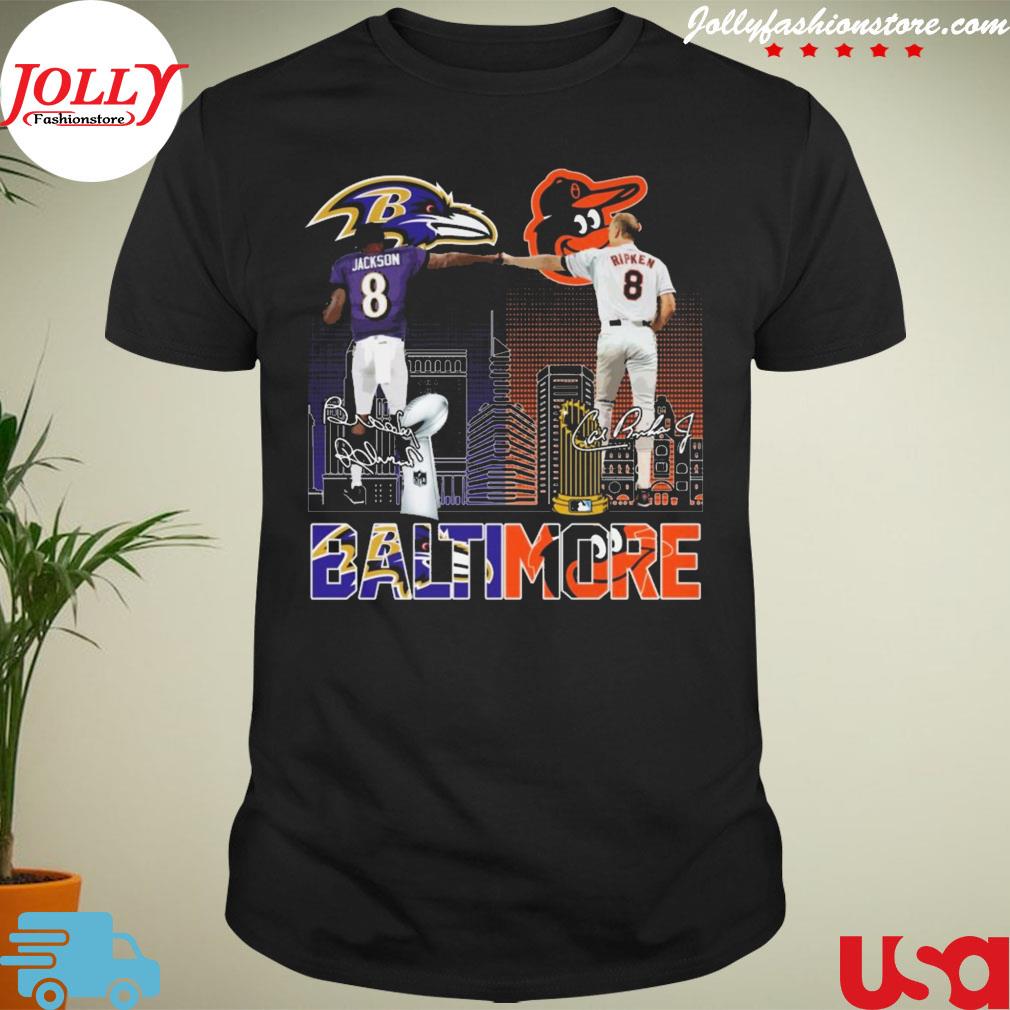 Baltimore ravens lamar jackson baltimore orioles cal ripken jr baltimore signatures city shirt
