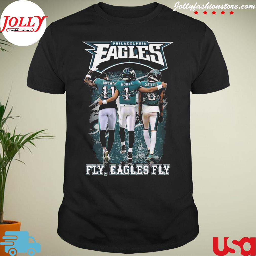 Fly eagles fly aj brown jalen hurts and devonta smith signatures shirt