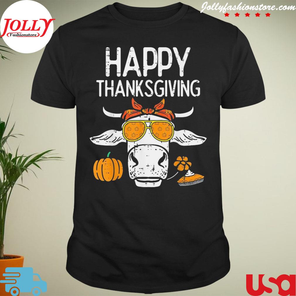 Happy thanksgiving cow fall autumn farmer shirt