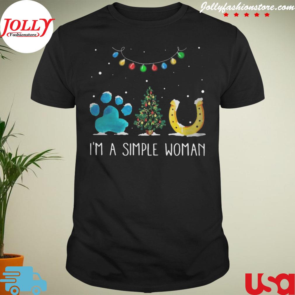 I'm a simple woman paw dog tree Christmas horseshoe shirt