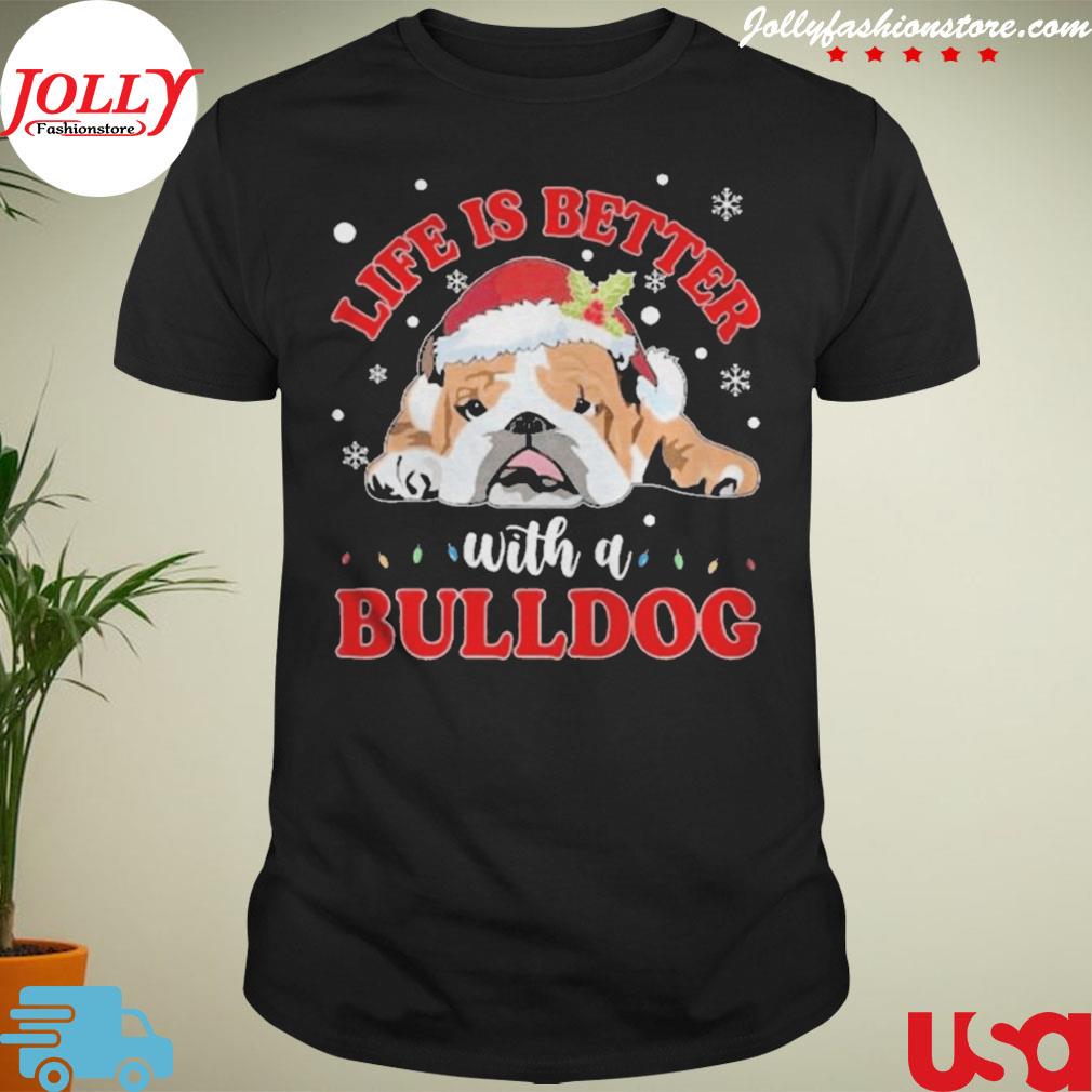 Life is better with a Bulldogs merry Christmas light shirt