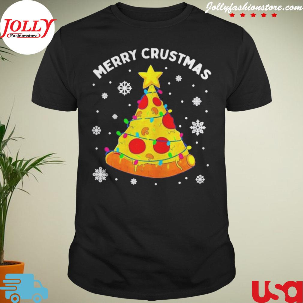 Merry crustmas Christmas tree xmas light pizza shirt