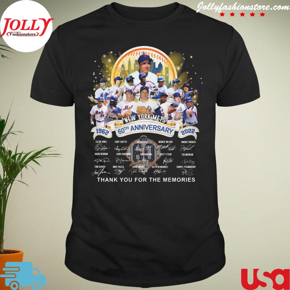 New york mets 60th anniversary 1962 2022 thank you for the memories signatures T-shirt
