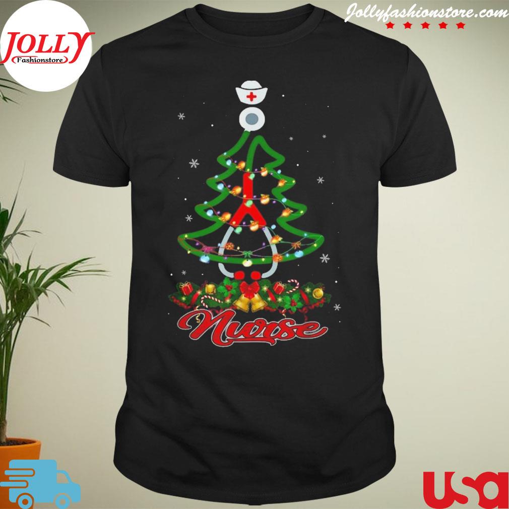 Nurse Christmas tree stethoscope shirt