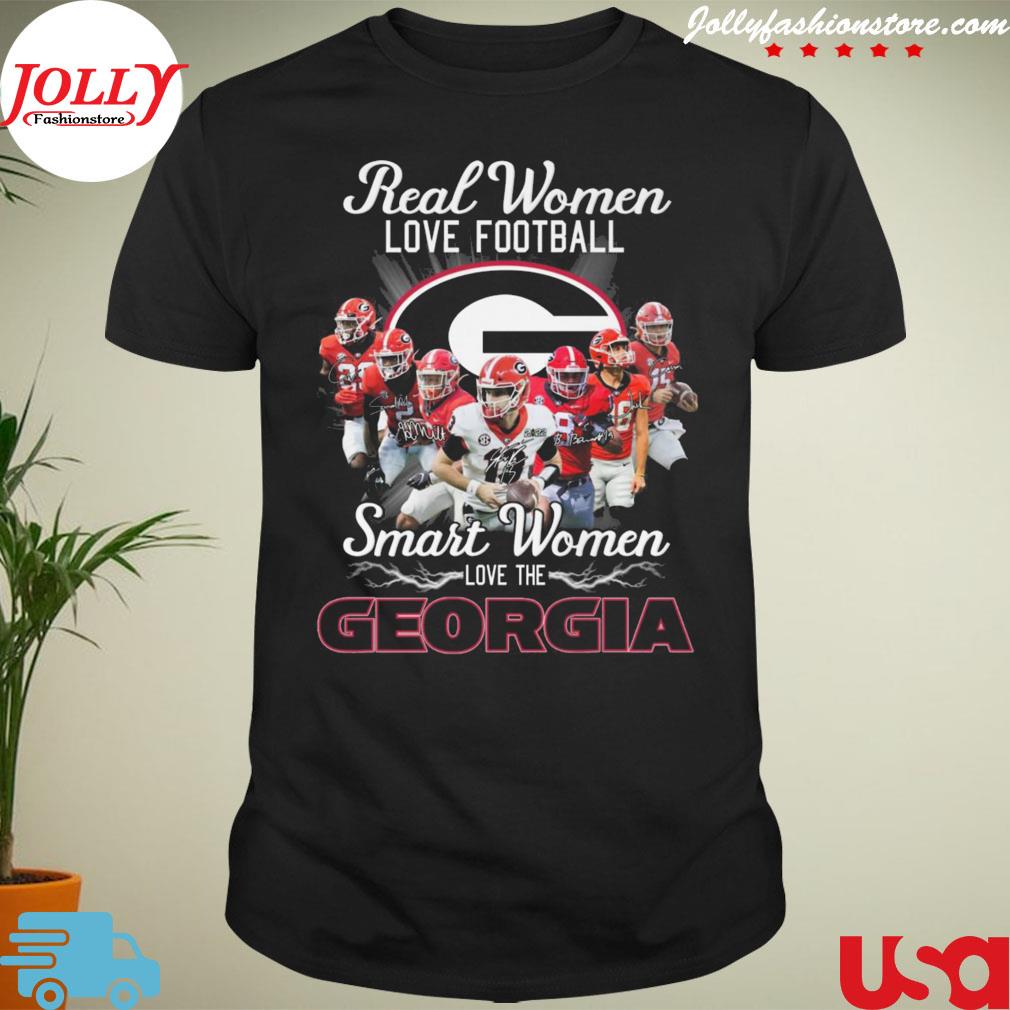 Real women love Football smart women love the Georgia Bulldogs signatures T-shirt