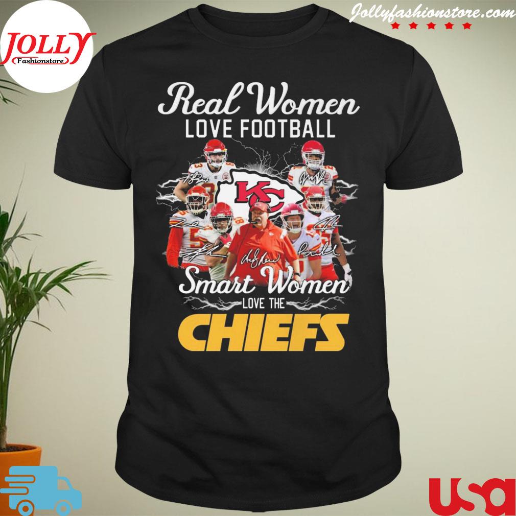 Real women love Football smart women love the Kansas city Chiefs signatures lightning T-shirt
